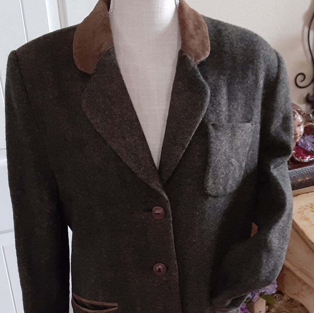 EXPRESS...Compagnie Internationale...Marque Deposee Wool & Leather Hunt Coat